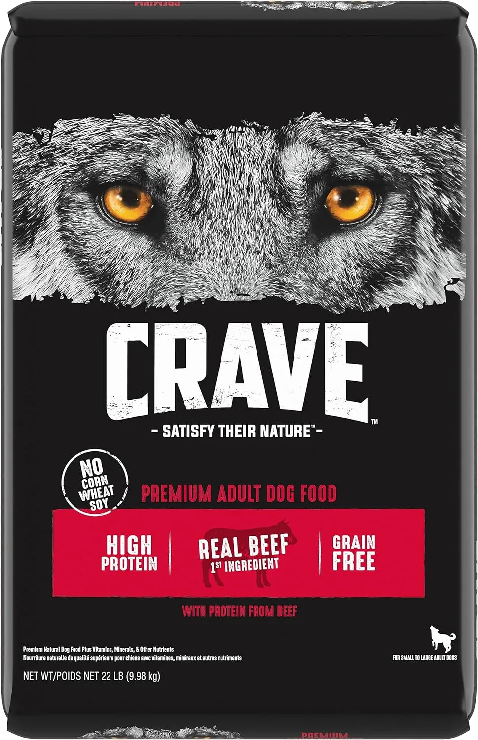 CRAVE Grain Free High Protein Adult Dry Dog Food, Beef, 22 lb. Bag