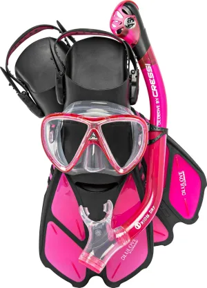 Cressi Adult Snorkel Set (Mask, Dry Snorkel, Adjustable Fins) - Light for Travel - Bonete Pro Dry Set: Designed in Italy