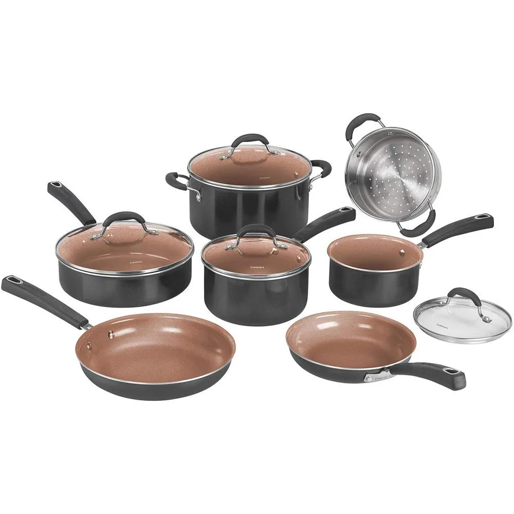 Cuisinart 11pc Ceramica XT Non-Stick Cookware Set   Knife Set   Cutting Board Bundle