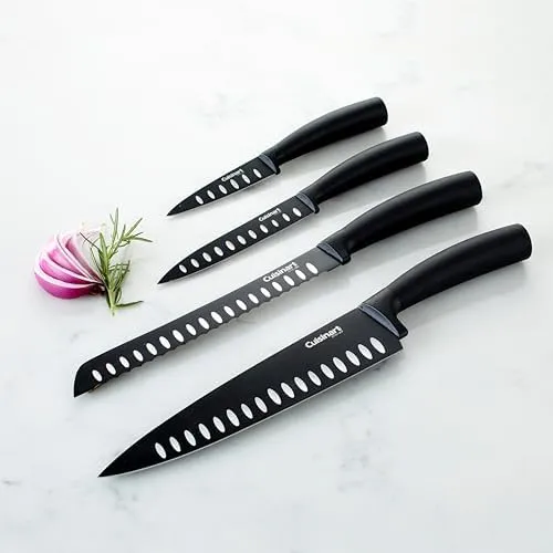 Cuisinart C77NS-7P Classic Nonstick Edge Collection 7-Piece Cutlery Knife Set with Acrylic Stand, Black