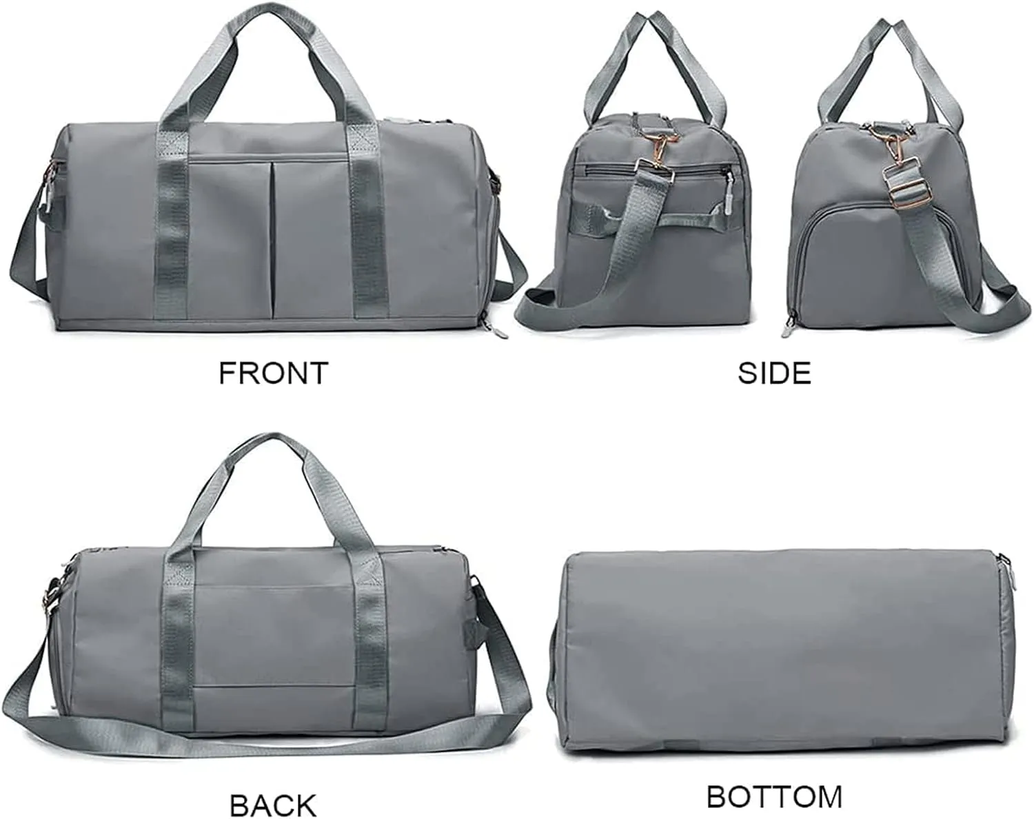 Customized Large Capacity Travel Duffle Bag with Embroidery Name,Wet Dry Pockets & Shoe Compartment,Ideal for Weekend Getaways,Long Trips,Groomsman,Bridesmaid (Gray)