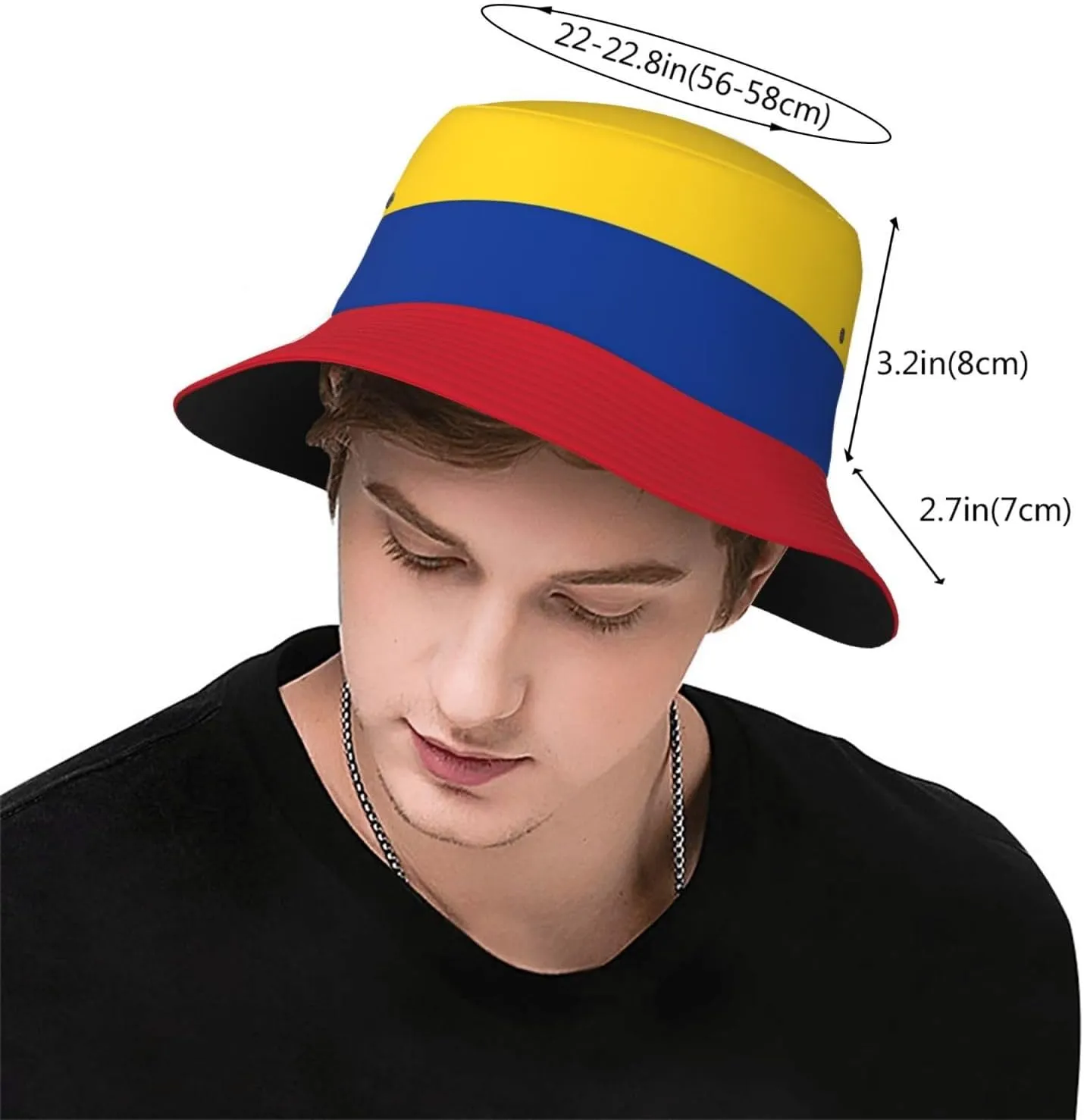 Cute Colombia Flag Bucket Hats for Women Men Packable Colombian Bucket Fisherman Hat Outdoor Summer Beach Sun Hats
