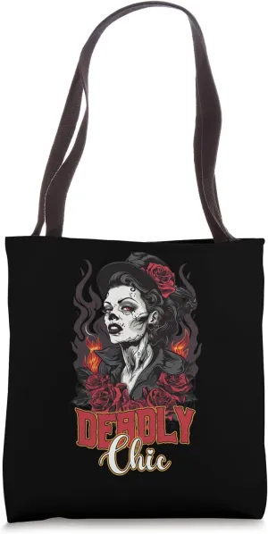 Deadly Chic Rockabilly Zombie Rebel Gothic Greaser Tote Bag