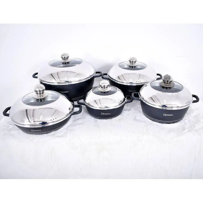 Dessini 10-Piece Nonstick Cooking Set – Premium Die-Cast Aluminum Cookware Made in Italy