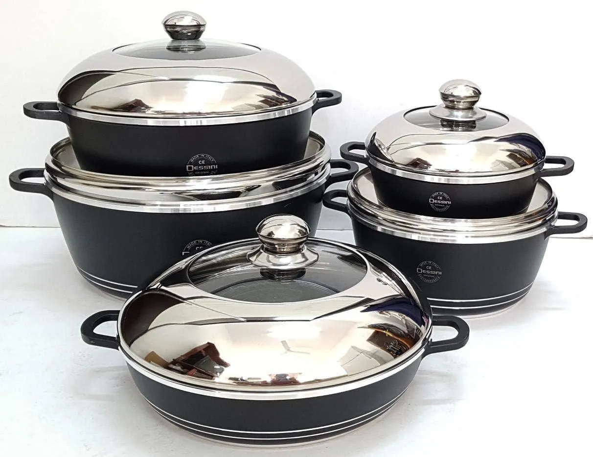 Dessini 10-Piece Nonstick Cooking Set – Premium Die-Cast Aluminum Cookware Made in Italy