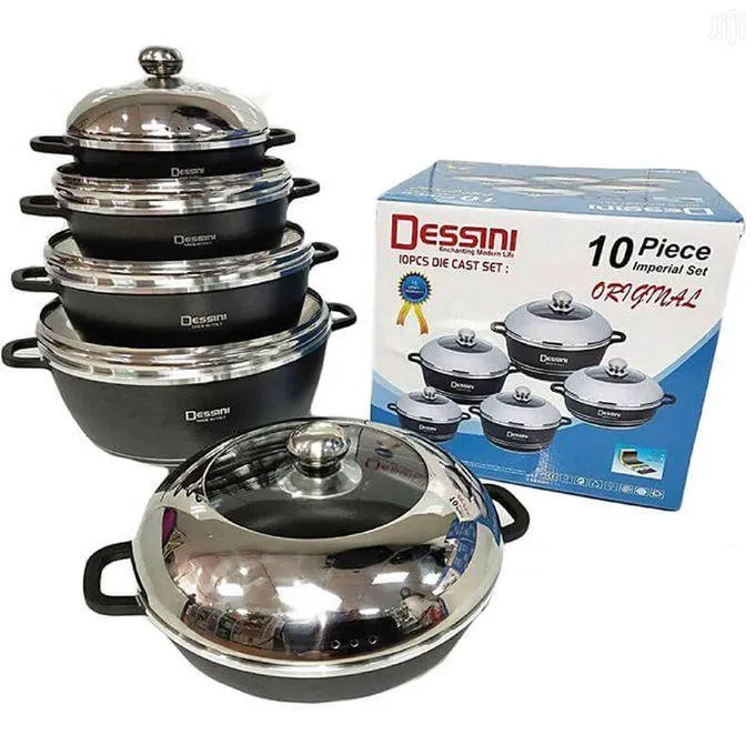 Dessini 10-Piece Nonstick Cooking Set – Premium Die-Cast Aluminum Cookware Made in Italy