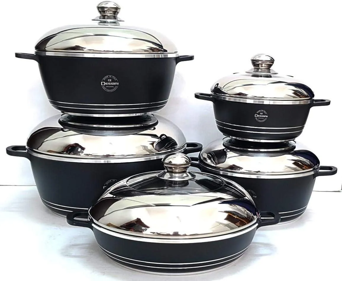 Dessini 10-Piece Nonstick Cooking Set – Premium Die-Cast Aluminum Cookware Made in Italy