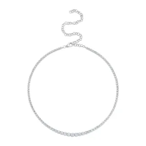 Diamond Crown Setting Tennis 14K White Gold 4.73Ct Necklace