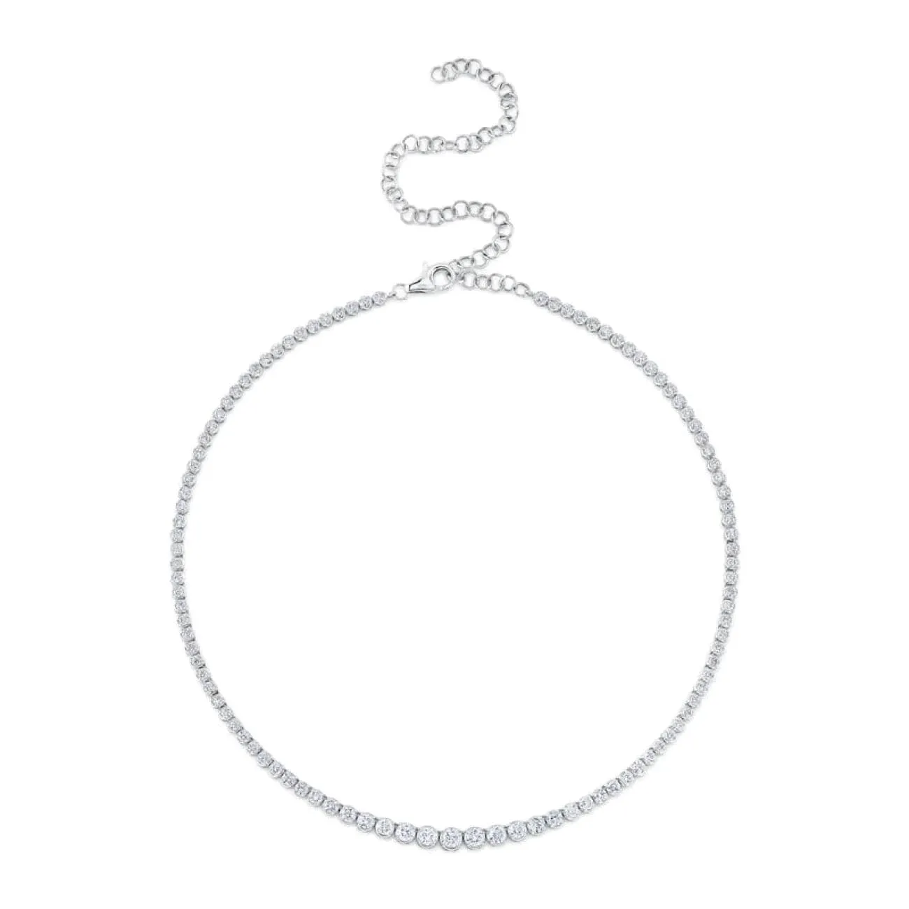 Diamond Crown Setting Tennis 14K White Gold 4.73Ct Necklace