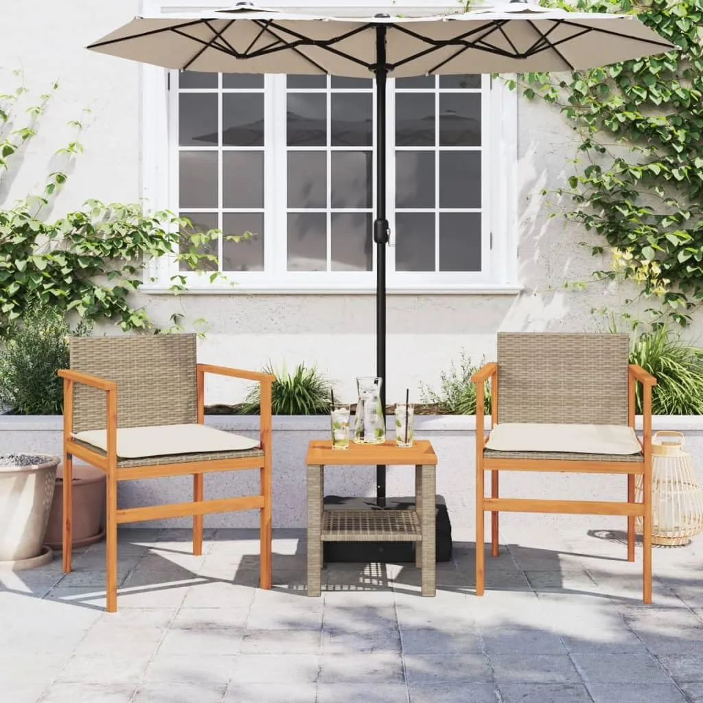 Dinning Chairs Camping Chair Lawn Chairs Kitchen Chairs - Patio Chairs with Cushions 2 pcs Beige Poly Rattan&Solid Wood for Terrace Garden Outside Beaches