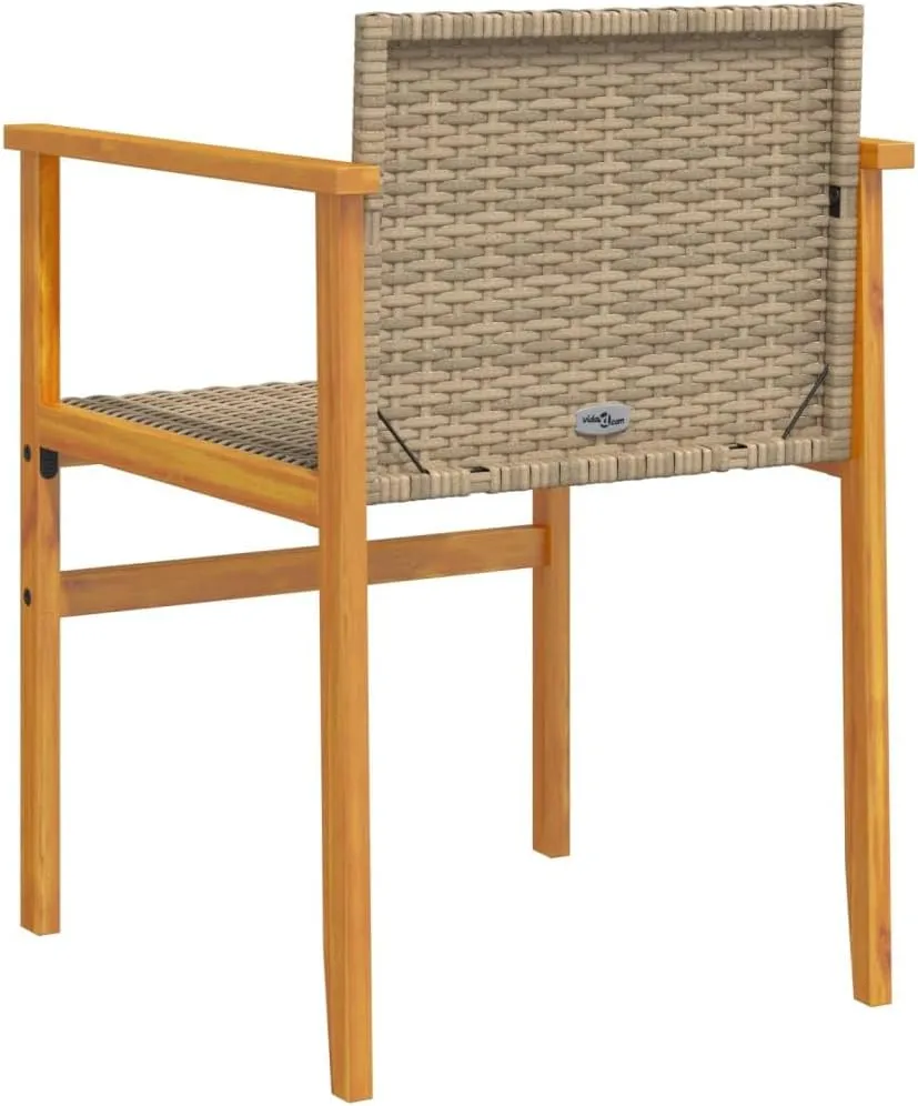 Dinning Chairs Camping Chair Lawn Chairs Kitchen Chairs - Patio Chairs with Cushions 2 pcs Beige Poly Rattan&Solid Wood for Terrace Garden Outside Beaches