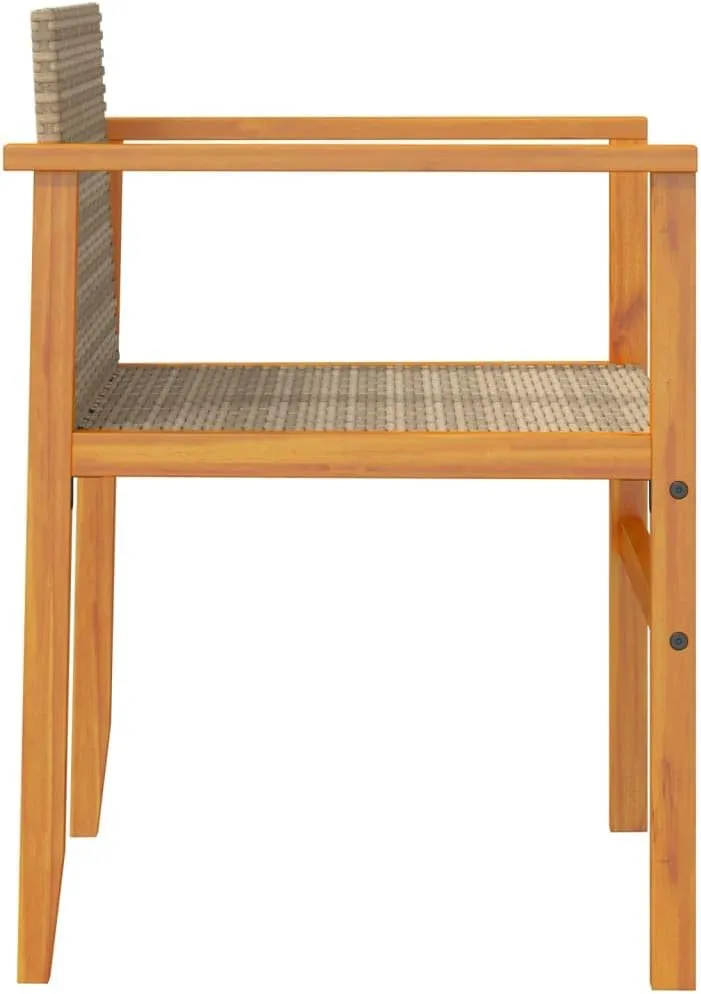 Dinning Chairs Camping Chair Lawn Chairs Kitchen Chairs - Patio Chairs with Cushions 2 pcs Beige Poly Rattan&Solid Wood for Terrace Garden Outside Beaches