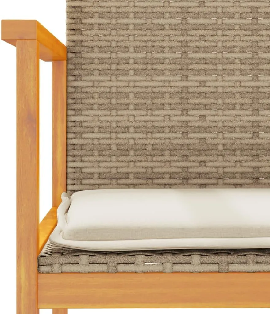 Dinning Chairs Camping Chair Lawn Chairs Kitchen Chairs - Patio Chairs with Cushions 2 pcs Beige Poly Rattan&Solid Wood for Terrace Garden Outside Beaches