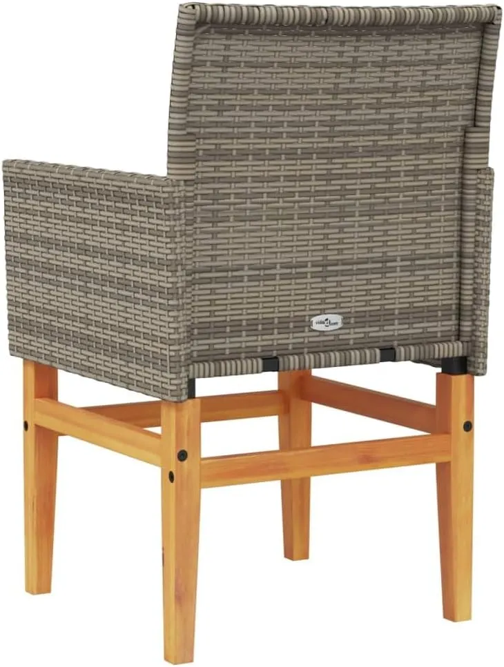 Dinning Chairs Camping Chair Lawn Chairs Kitchen Chairs - Patio Chairs with Cushions 2 pcs Gray Poly Rattan&Solid Wood for Terrace Garden Outside Beaches