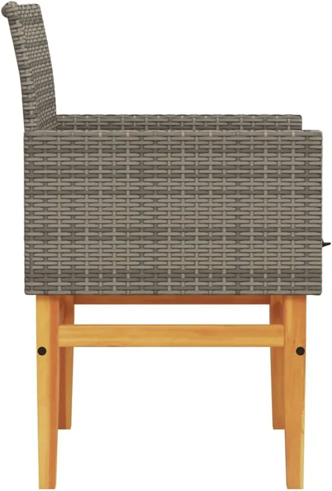 Dinning Chairs Camping Chair Lawn Chairs Kitchen Chairs - Patio Chairs with Cushions 2 pcs Gray Poly Rattan&Solid Wood for Terrace Garden Outside Beaches