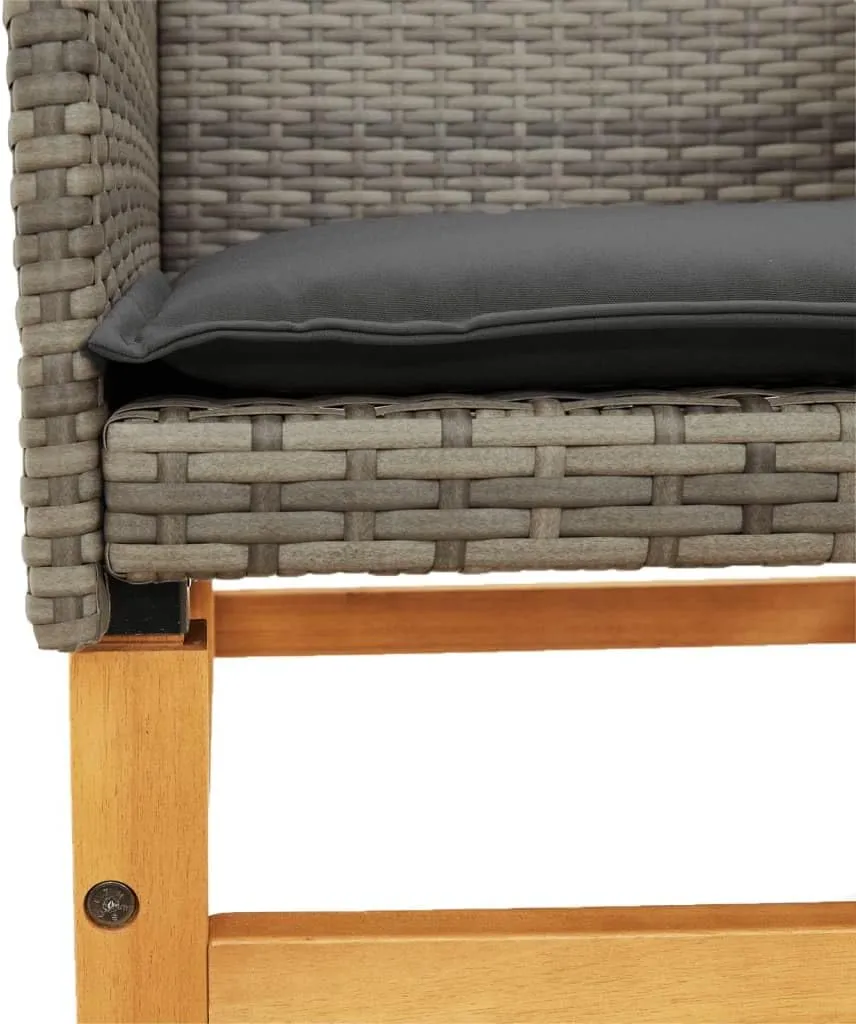 Dinning Chairs Camping Chair Lawn Chairs Kitchen Chairs - Patio Chairs with Cushions 2 pcs Gray Poly Rattan&Solid Wood for Terrace Garden Outside Beaches
