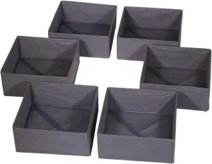 DIOMMELL 6 Pack Foldable Cloth Storage Box Closet Dresser Drawer Organizer Divider Fabric Baskets Bins Containers for Clothes Underwear Bras Socks Lingerie Clothing, Dark Grey 600