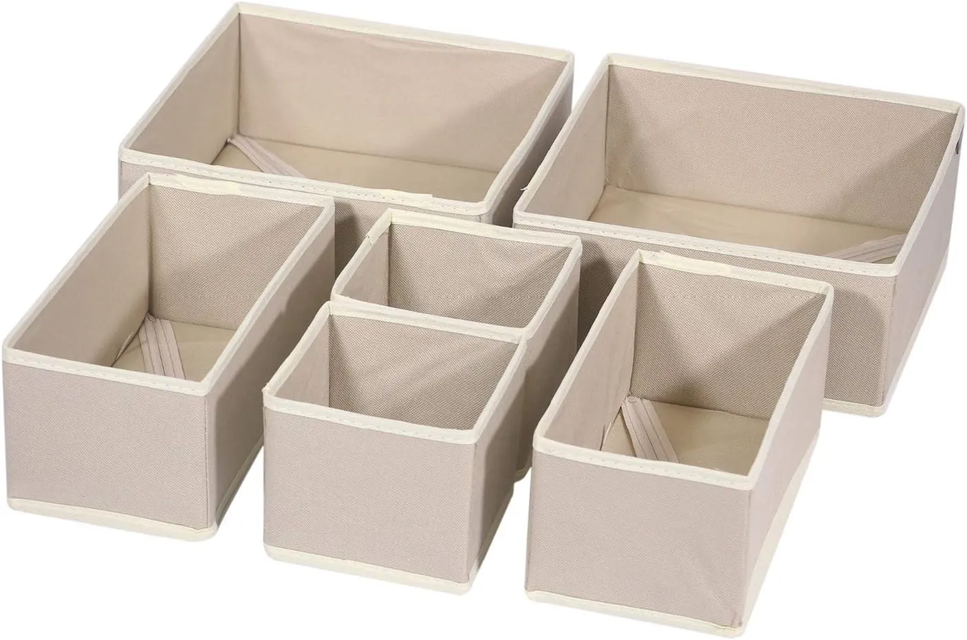 DIOMMELL 6 Pack Foldable Cloth Storage Box Closet Dresser Drawer Organizer Fabric Baskets Bins Containers Divider with Drawers for Clothes, Underwear, Bras, Socks, Lingerie, Clothing