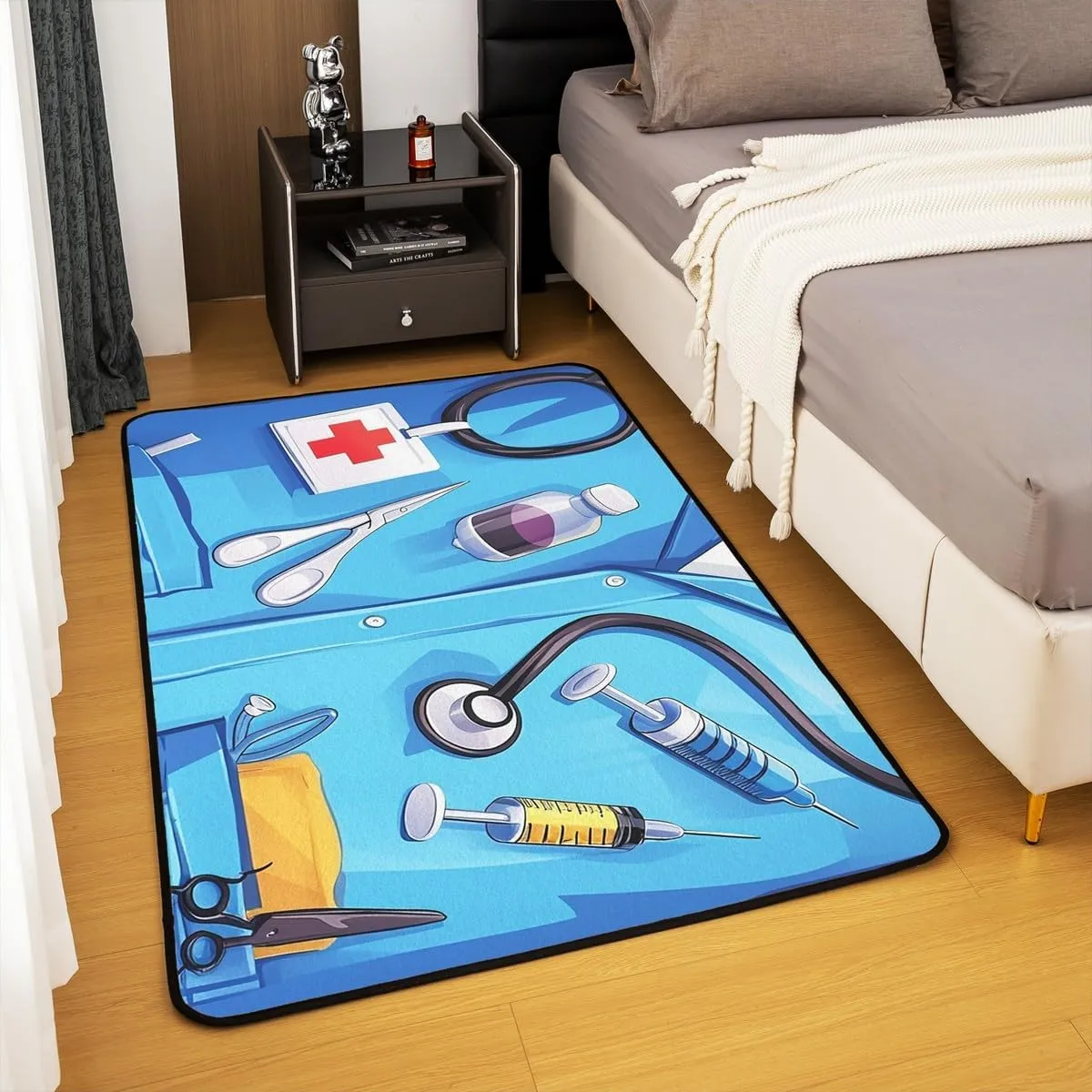 Doctor Nurse Gift Living Room Rugs 5x7 Doctor Gift Area Rug for Kids Teen Physician Nurse Graduation Gift Carpet Runner Non Slip Fashion Blue Decorative Accent Rug Bedroom Decor