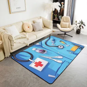 Doctor Nurse Gift Living Room Rugs 5x7 Doctor Gift Area Rug for Kids Teen Physician Nurse Graduation Gift Carpet Runner Non Slip Fashion Blue Decorative Accent Rug Bedroom Decor