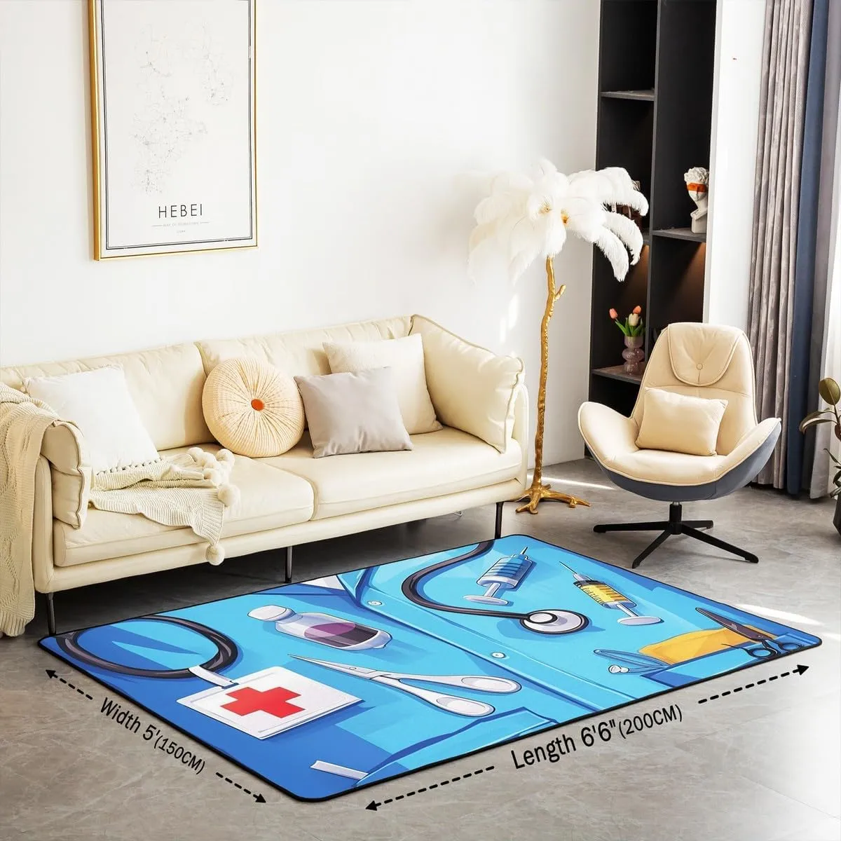 Doctor Nurse Gift Living Room Rugs 5x7 Doctor Gift Area Rug for Kids Teen Physician Nurse Graduation Gift Carpet Runner Non Slip Fashion Blue Decorative Accent Rug Bedroom Decor