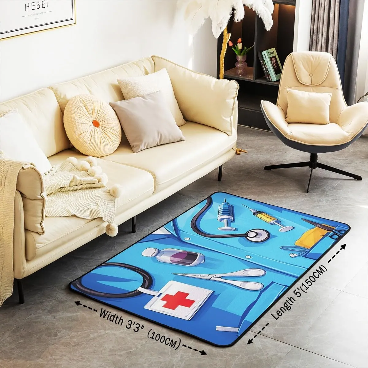 Doctor Nurse Gift Living Room Rugs 5x7 Doctor Gift Area Rug for Kids Teen Physician Nurse Graduation Gift Carpet Runner Non Slip Fashion Blue Decorative Accent Rug Bedroom Decor