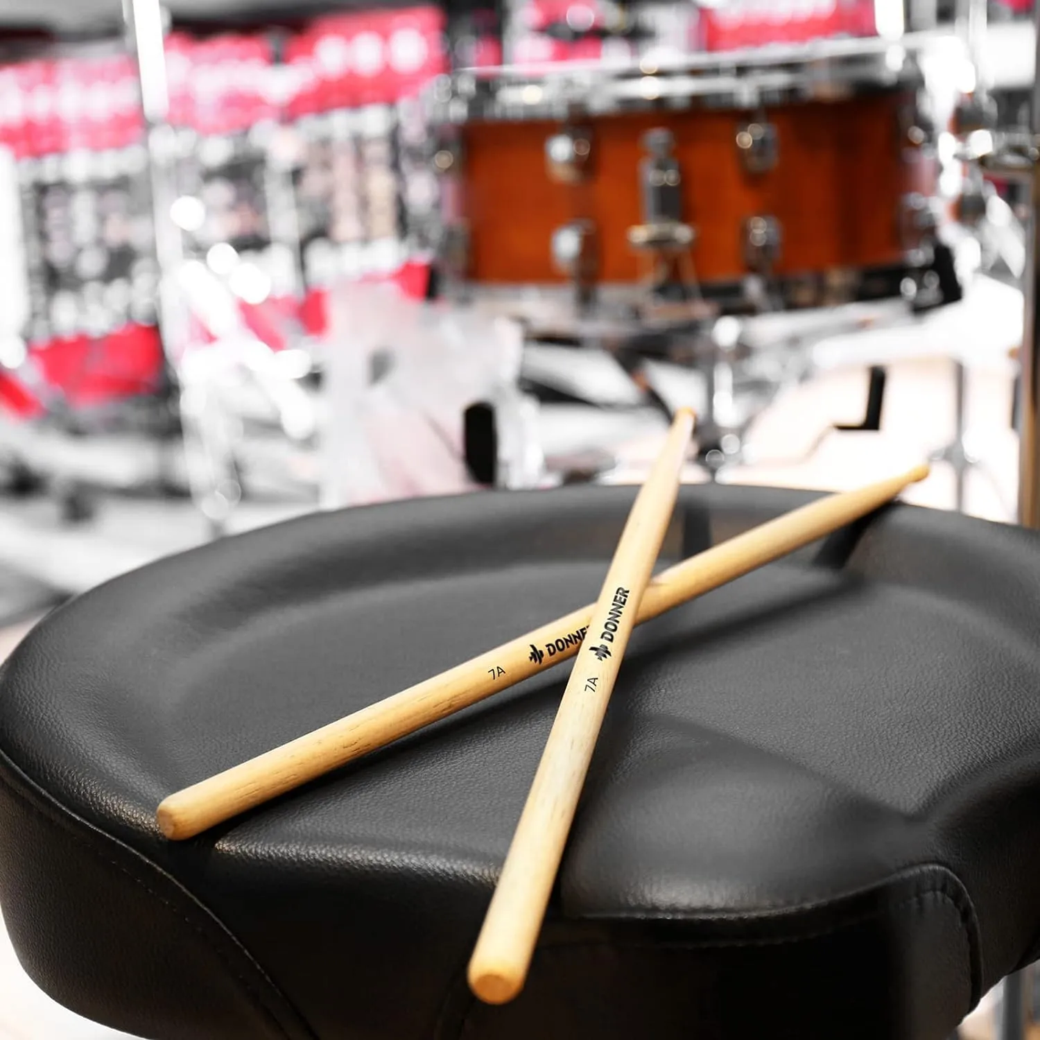 Donner Heavy Duty Drum Throne, Motorcycle Style Drum Stool, Widened Drum Seat with Upgraded Materials, Height Adjustable Padded Drum Chair, Double Braced