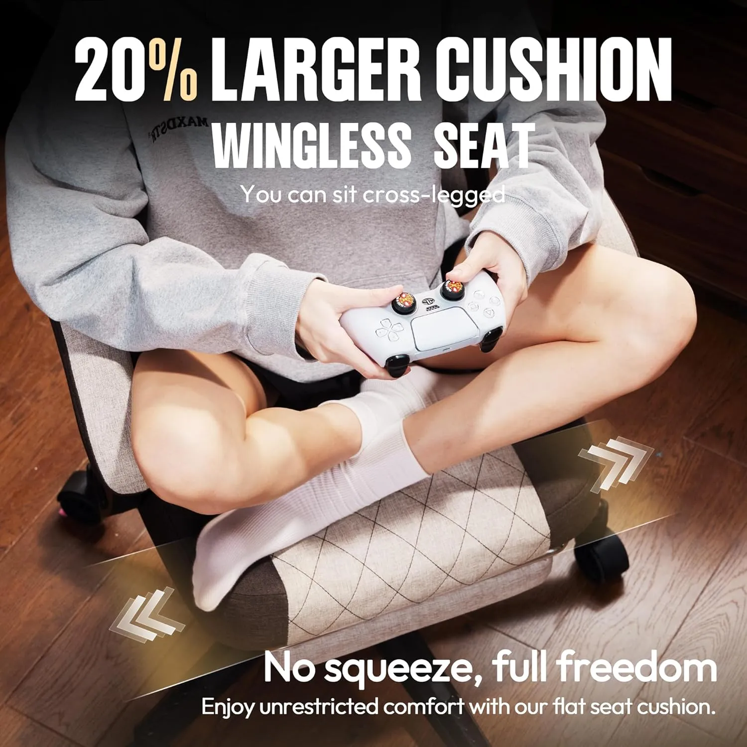 Dowinx Gaming Chair Fabric with Pocket Spring Cushion, High Back Ergonomic Computer Chair with Footrest for Adults, Massage Lumbar Support Swivel Game Chair for Office Gaming 300LBS, Brown