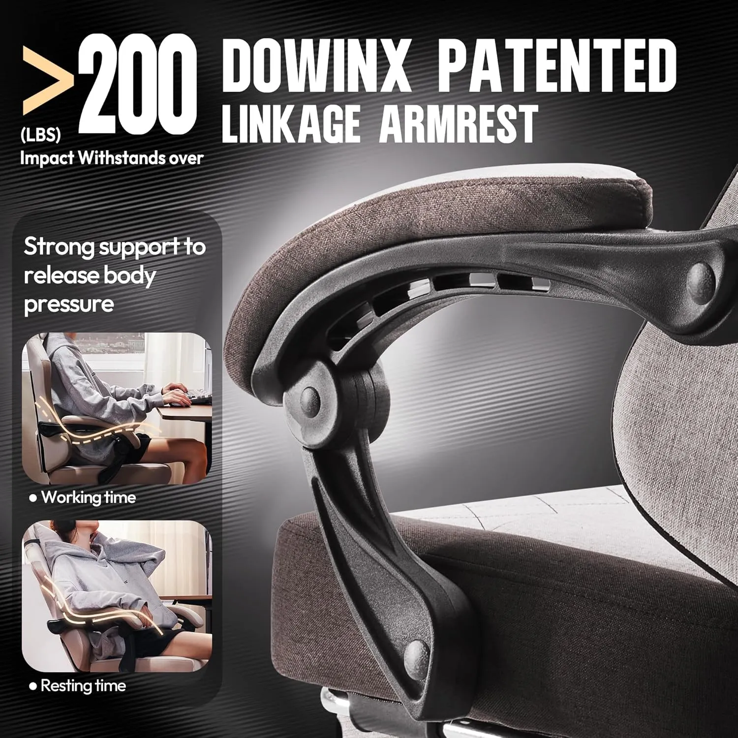 Dowinx Gaming Chair Fabric with Pocket Spring Cushion, High Back Ergonomic Computer Chair with Footrest for Adults, Massage Lumbar Support Swivel Game Chair for Office Gaming 300LBS, Brown