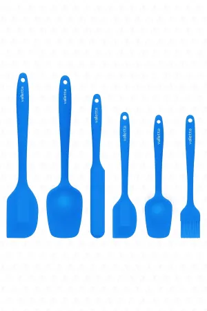 Drongo Heat Resistant Fireproof Non-Stick Silicone Spatula Set 6 Pieces Navy Blue