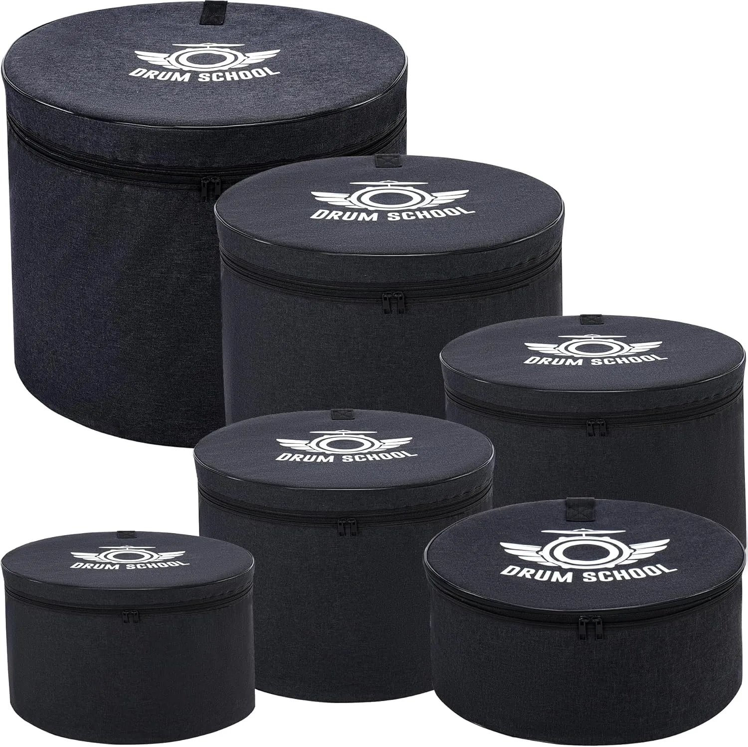 Drum Bags Set 6-pcs, Drum Cases Carrying Soft Bag Padded Including 10" Tom Bag, 12" Tom Bag, 13" Tom Bag, 14" Snare Drum Bag, 16" Floor Tom Bag, 22'' X 18" Bass Drum Case (6PCS)