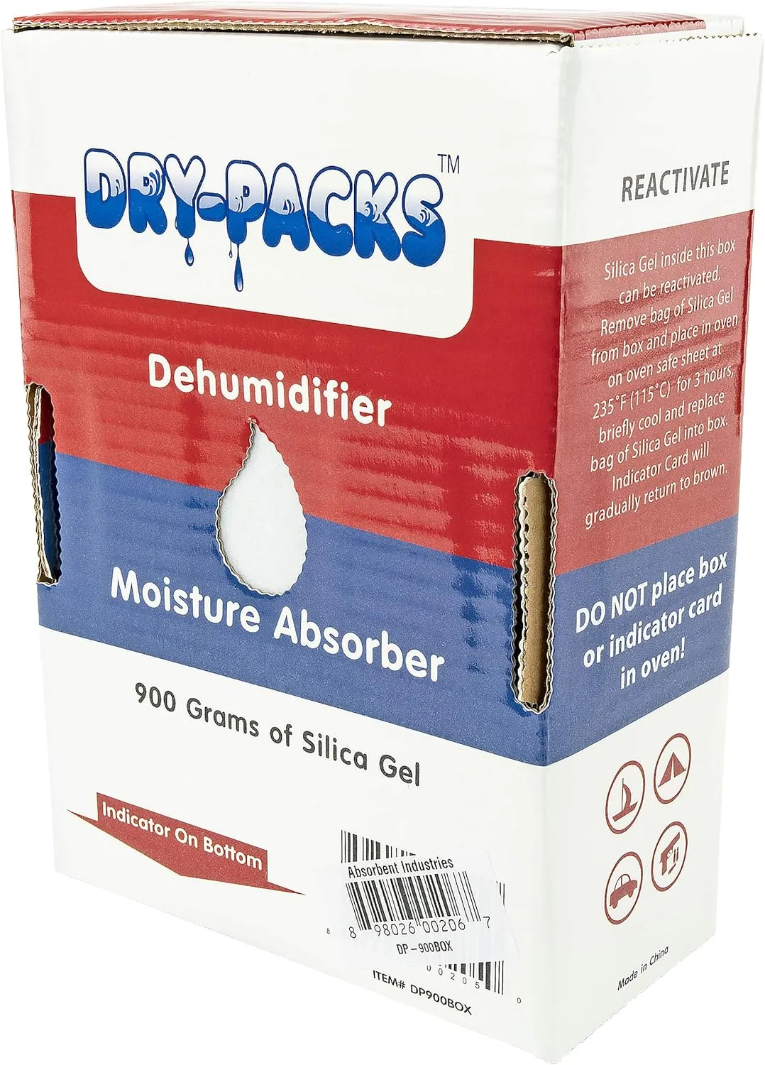Dry-Packs 900 Gram Dehumidifying Box – Reusable Moisture Absorber for Storage, Safes, and Containers