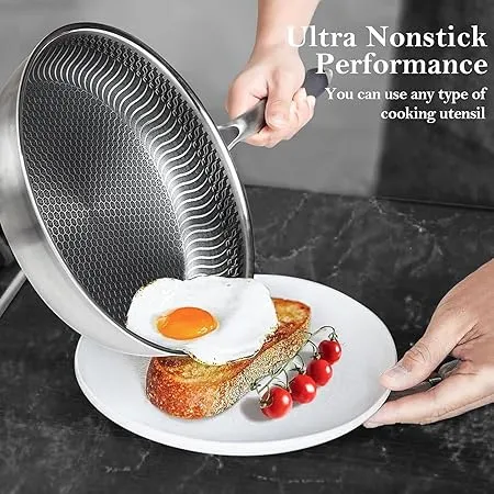 Dual Sided Kitchen Honeycomb Lazer Frypan With Lid