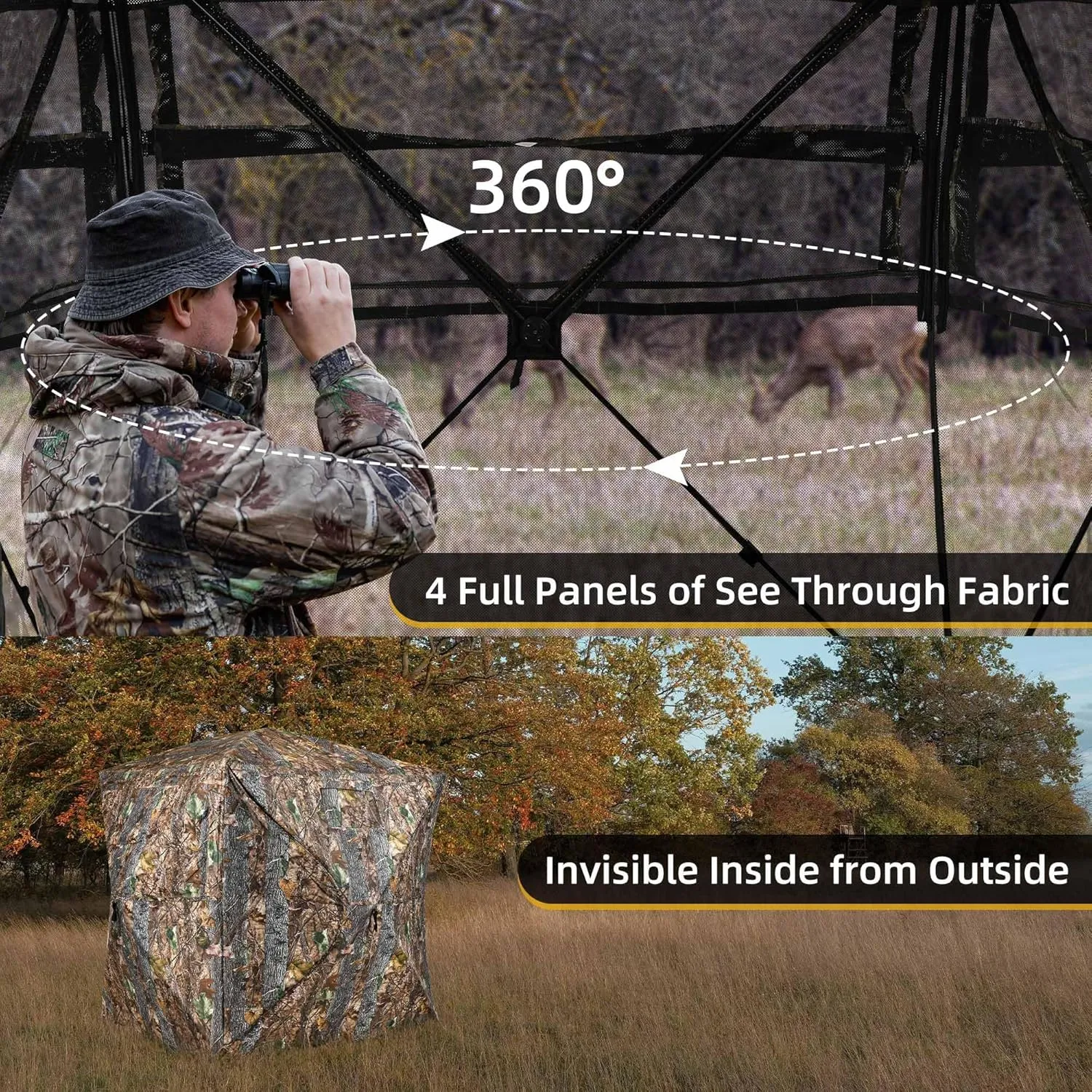 DWVO See Through Hunting Blind 360 Ground Blinds for Deer Hunting