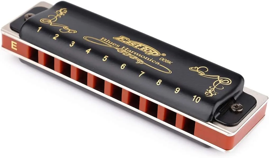 Easttop Harmonica Sets 7 Keys in Key of A B C D E F G 10 Hole 20 Tones with Case Bag & Cleaning Cloth for Adult, Professional Player,Beginner,Heavy Duty, Black