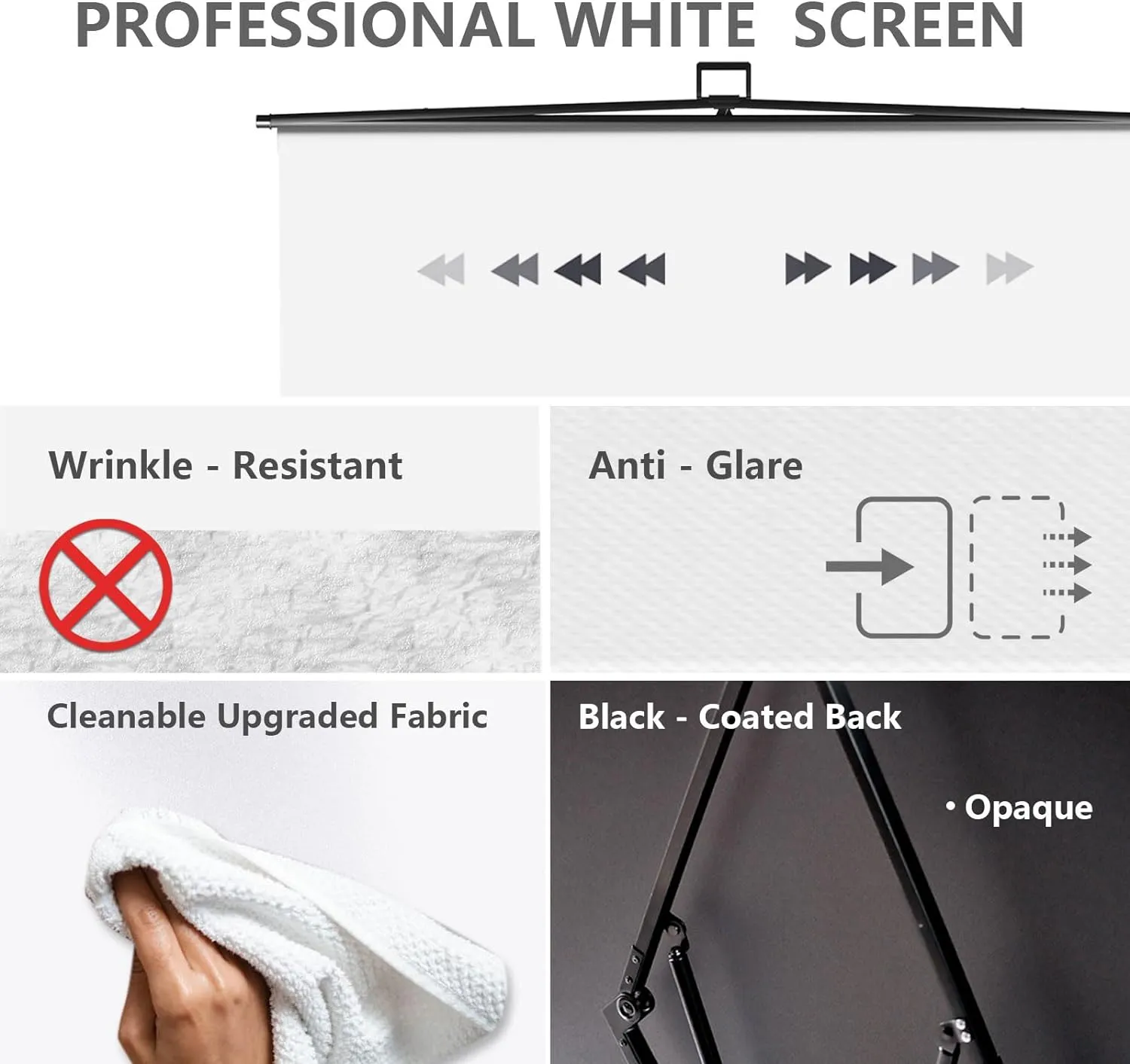 【Easy Set Up】 RAUBAY 59.8 x 82.7in Collapsible White Backdrop Screen Portable Retractable Panel Photo Background with Stand for Video Conference, Photographic Studio, Streaming