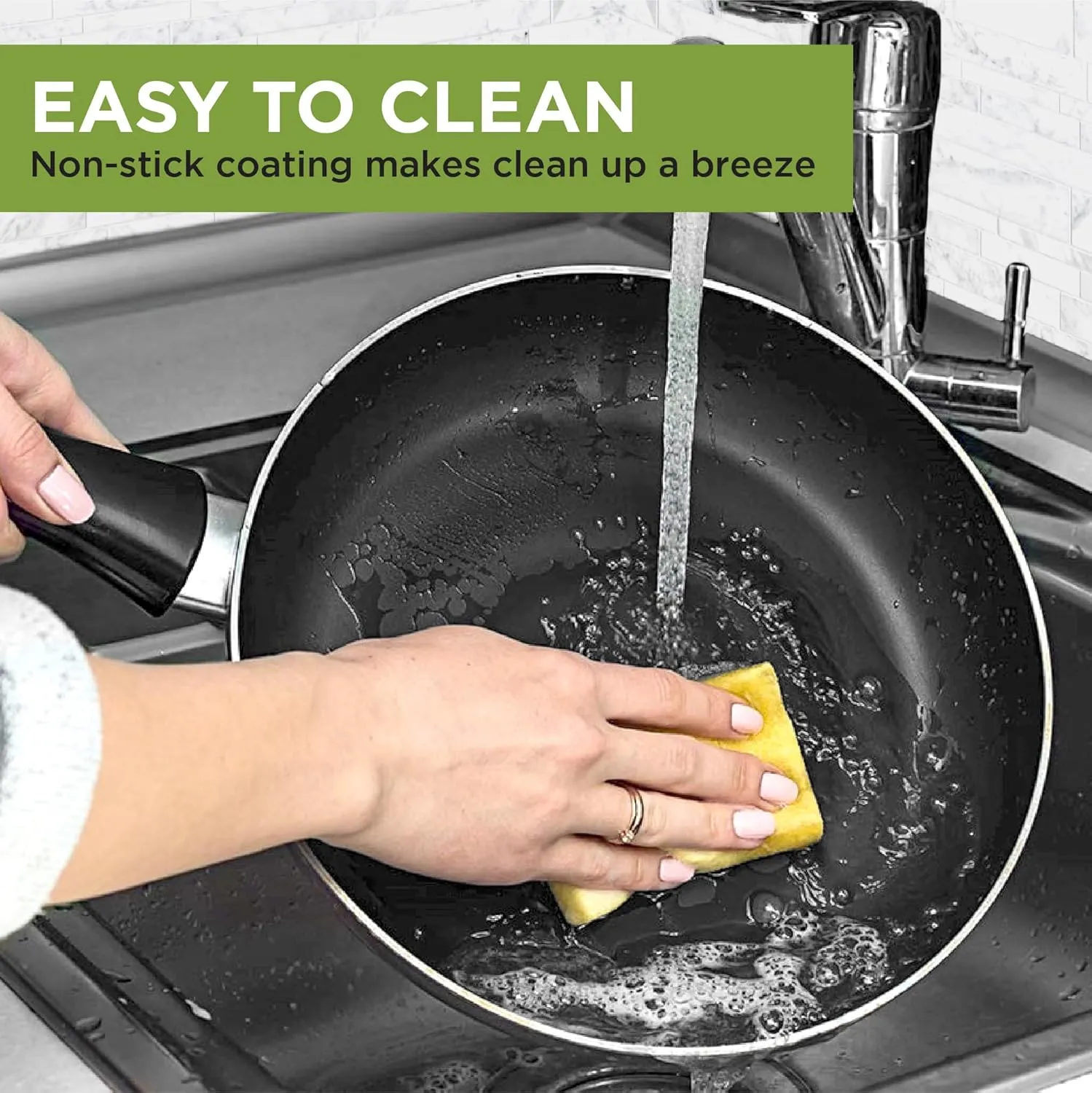 Ecolution Easy Clean Ceramic Nonstick Cookware Set, Dishwasher Safe Kitchen Pots and Pans Set, Comfort Grip Handle, Even Heating, Ultimate Food Release, 26-Piece, Black