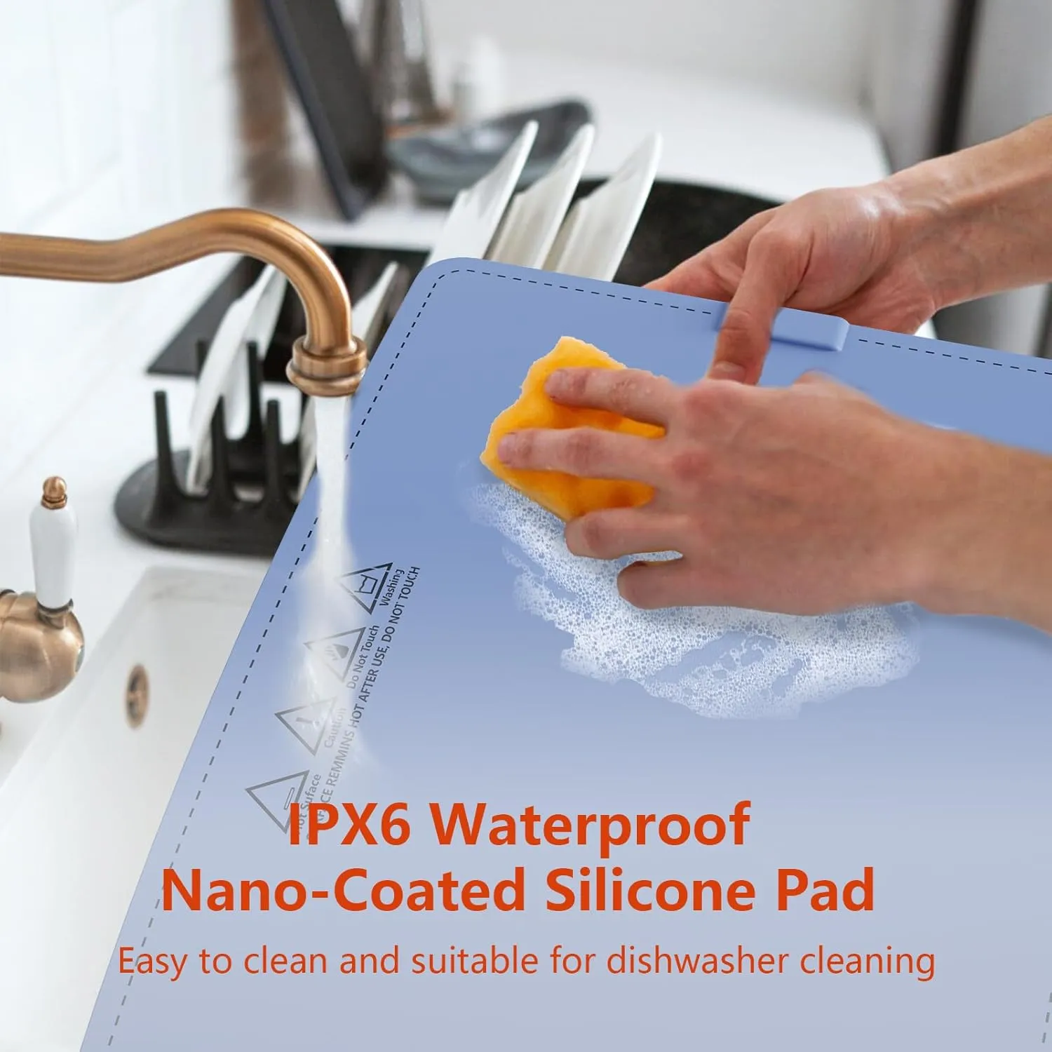 Electric Food Warming Tray - Removable Plug, Easy Cleaning, Full Surface Heating, Rollable Nano Silicone Material, 3 Temperature Settings, Auto Shut-Off- For Buffet, Home Party, Dinner (Sky Blue)