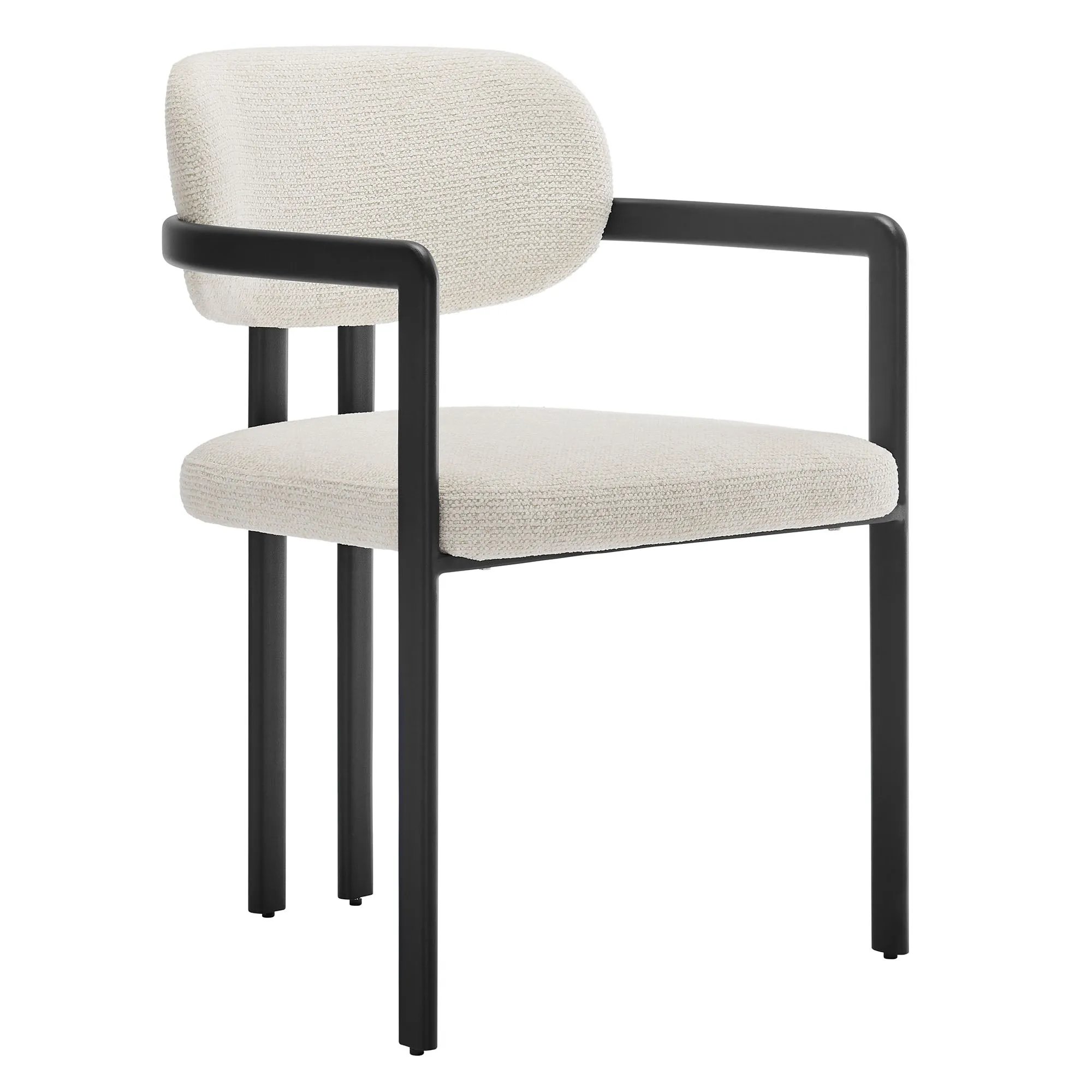 Elio Barrel Fabric and Metal Dining Chair