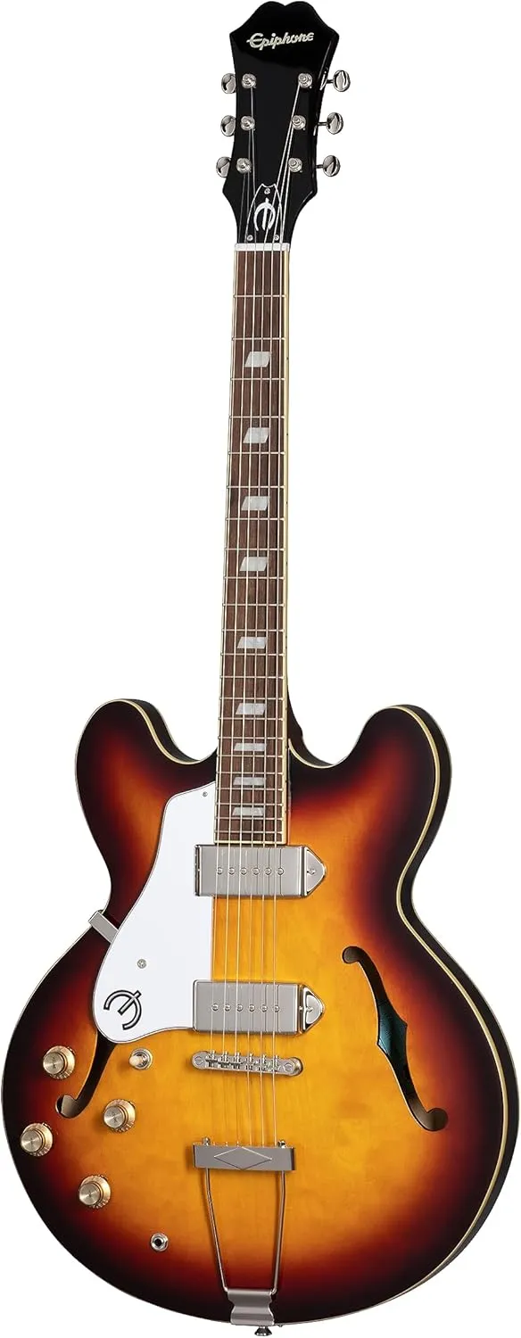 Epiphone Casino Archtop Hollowbody Lefty, Vintage Sunburst with Bag