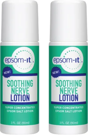 Epsom-It Soothing Nerve Lotion - Roll On Epsom Salt Magnesium Lotion, Topical Magnesium Cream with Capsaicin & Arnica for Tired Muscles, and Sleep, 3oz, 2-Pack
