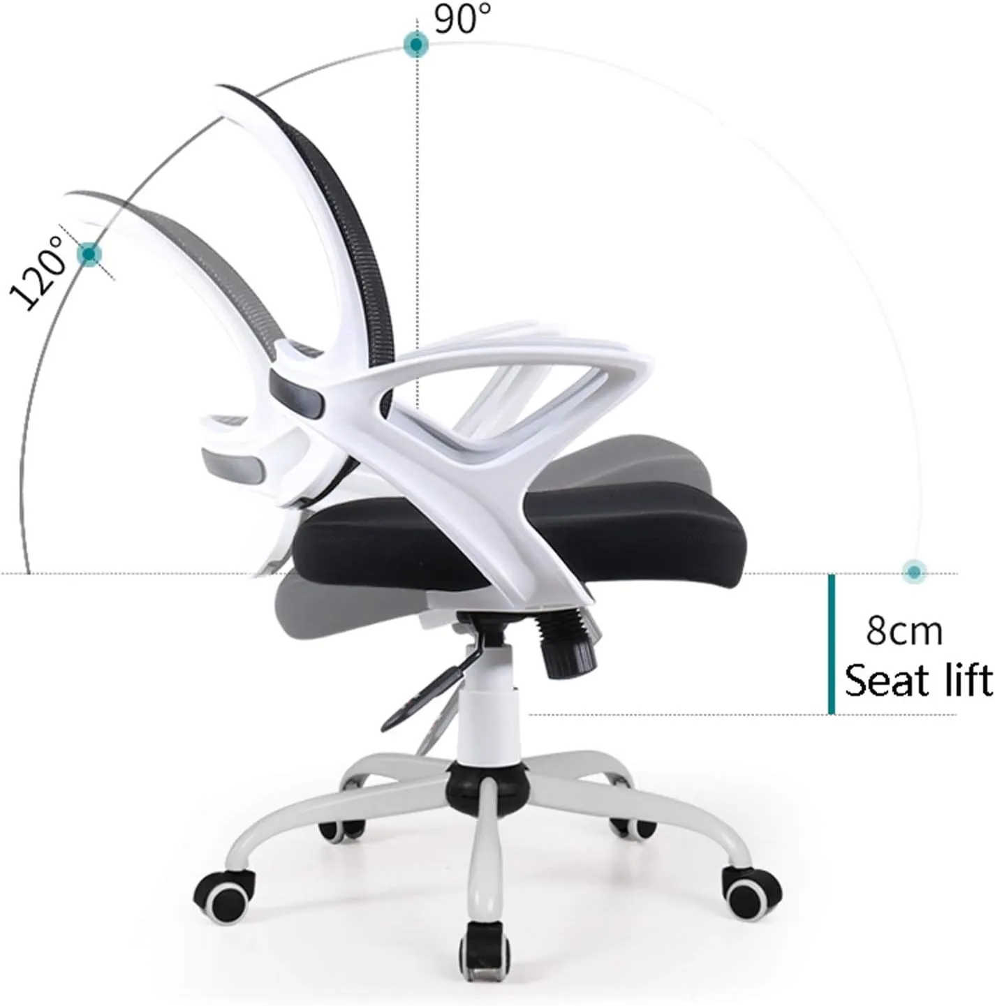 Ergonomic Desk Chair Ergonomic Office Chair Desk Chair for Home Office Work Chair Mid-Back Mesh Chair, Height Adjustable Swivel and Rocking Chair Office Chair (Color : Black)
