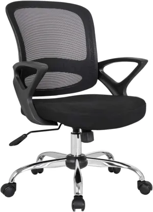 Ergonomic Desk Chair Ergonomic Office Chair Desk Chair for Home Office Work Chair Mid-Back Mesh Chair, Height Adjustable Swivel and Rocking Chair Office Chair (Color : Black)