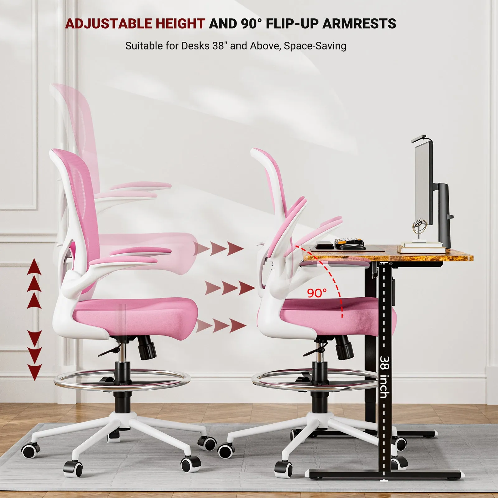Ergonomic Mesh Drafting Chair - 889