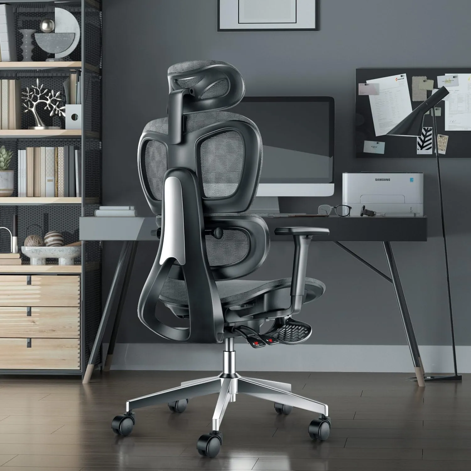 Ergonomic Mesh Office Chair with 3D Adjustable Armrest,High Back Desk Computer Chair Ergo3d Ergonomic Chairs with Wheels for Home & Office Darkgrey