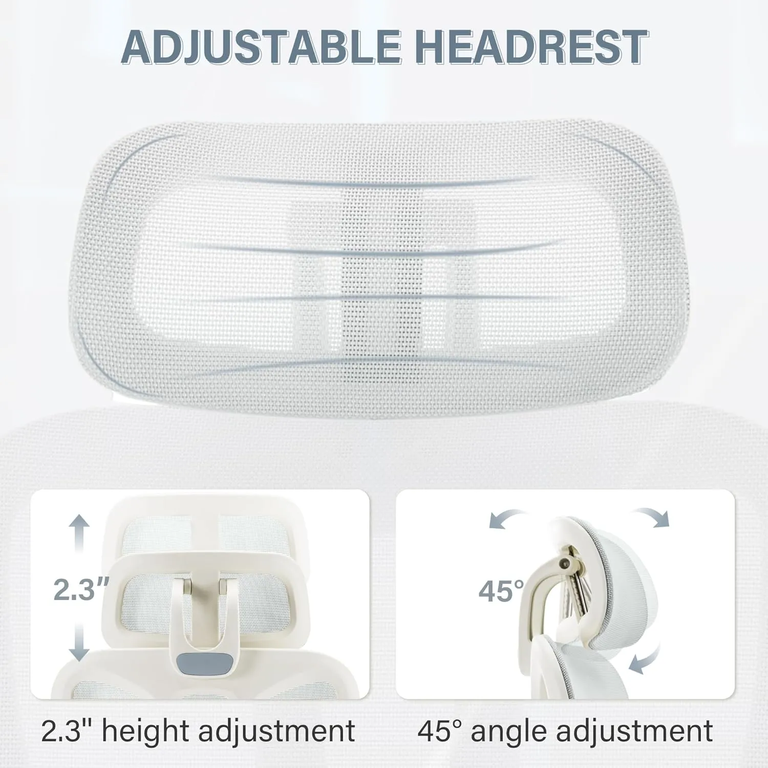 Ergonomic Office Chair with Footrest, High Back Computer Office Chair with Dynamic Lumbar Support, 2D Headrest, 2D Armrest, Sponge Seat, Mesh Home Office Desk Chair for Adults, Light Grey