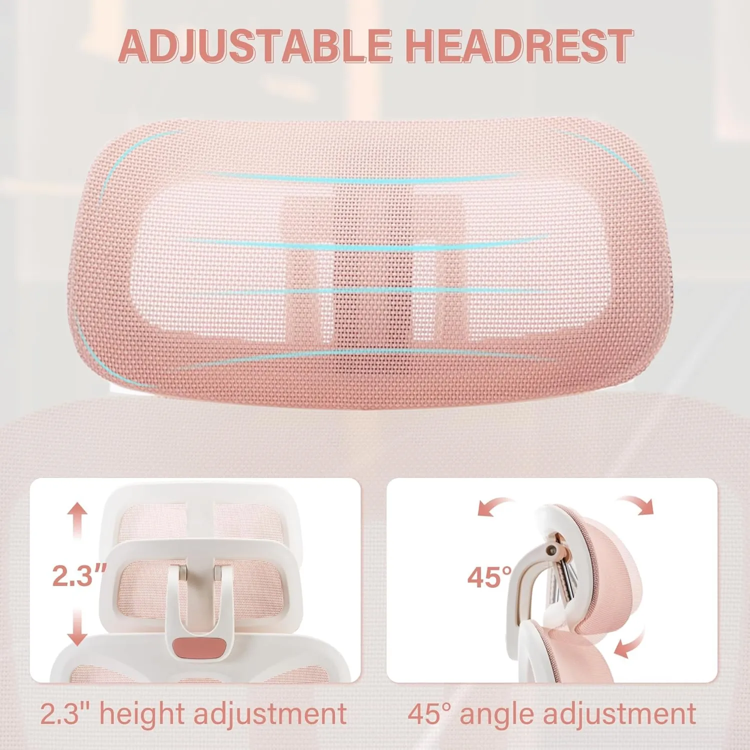 Ergonomic Office Chair with Footrest, High Back Computer Office Chair with Dynamic Lumbar Support, 2D Headrest, 2D Armrest, Sponge Seat, Mesh Home Office Desk Chair for Adults, Pink