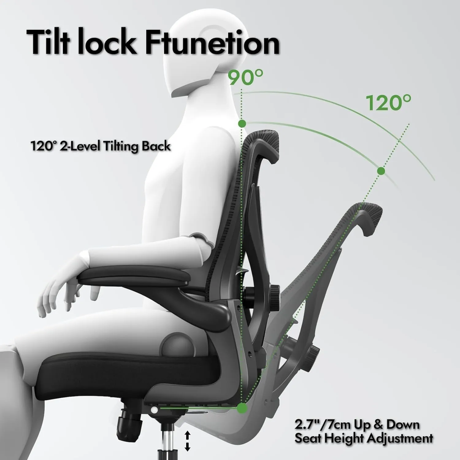 Ergonomic Office Chair with Lumbar Support - Adjustable Computer Desk Chairs for Home Office, Gaming, and Work - Comfortable and Supportive Desk Chairs for Adults (Black)