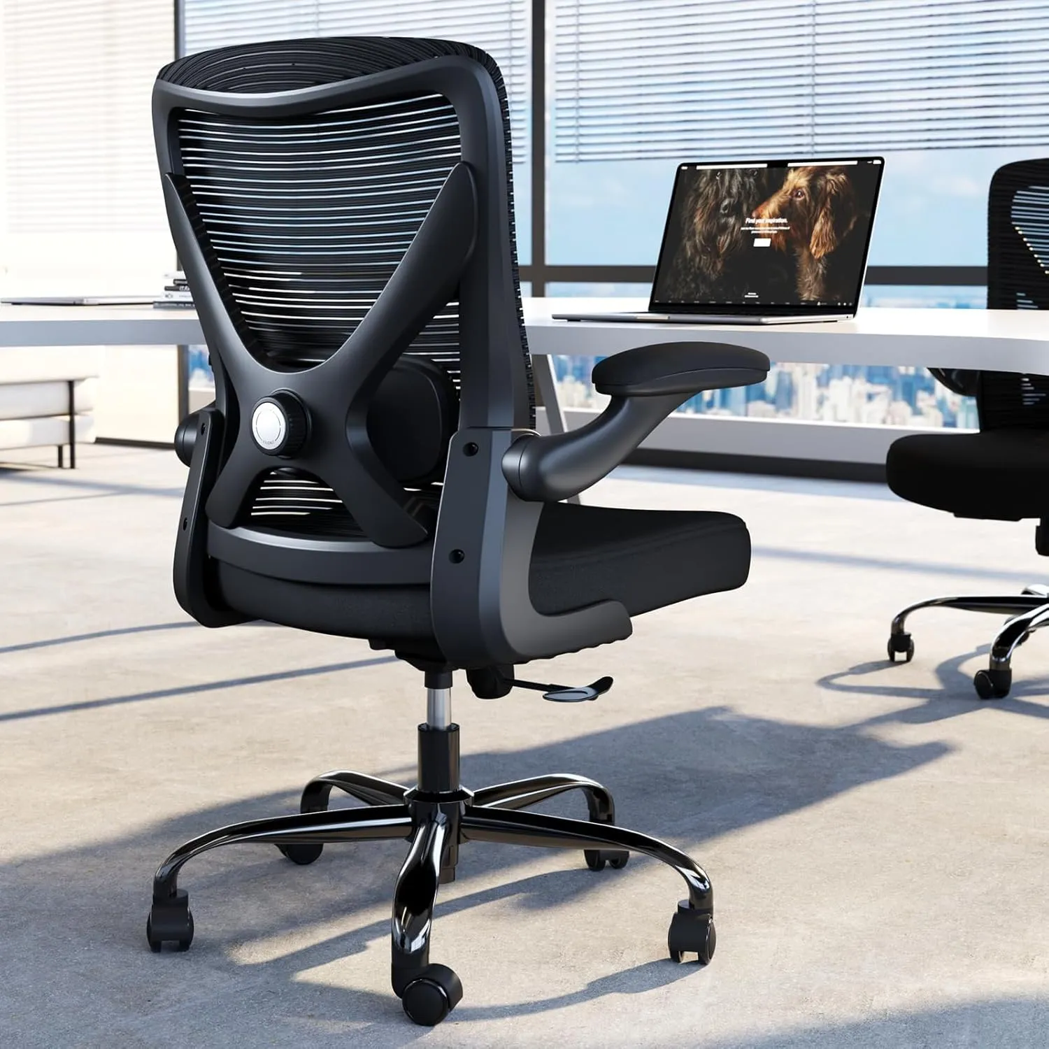 Ergonomic Office Chair with Lumbar Support - Adjustable Computer Desk Chairs for Home Office, Gaming, and Work - Comfortable and Supportive Desk Chairs for Adults (Black)