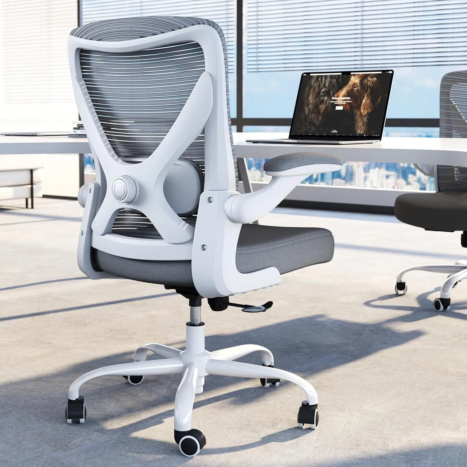 Ergonomic Office Chair with Lumbar Support - Adjustable Computer Desk Chairs for Home Office, Gaming, and Work - Comfortable and Supportive Desk Chairs for Adults(Grey)